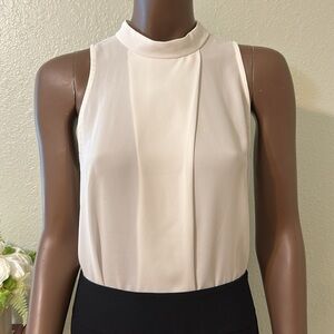 Mockneck Sleeveless Sheer White Blouse